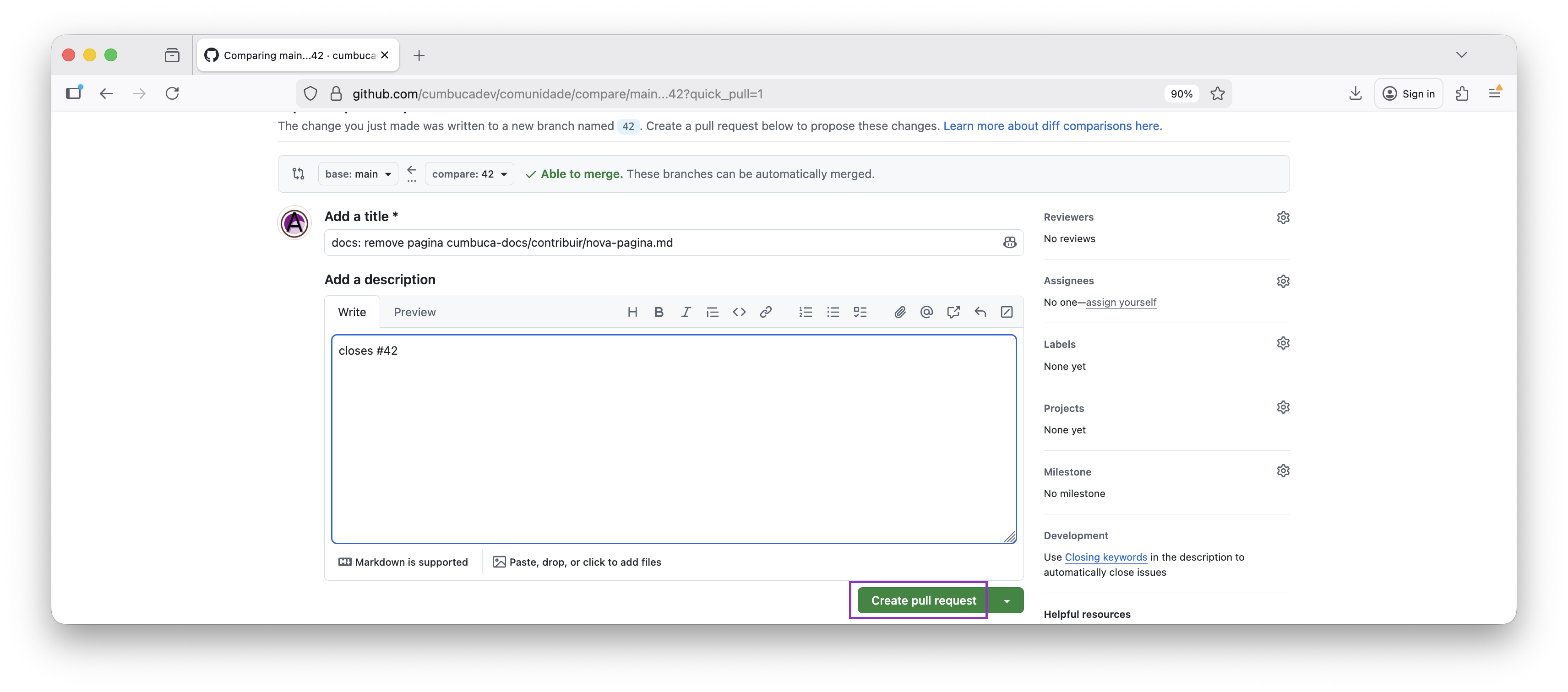 create pull request