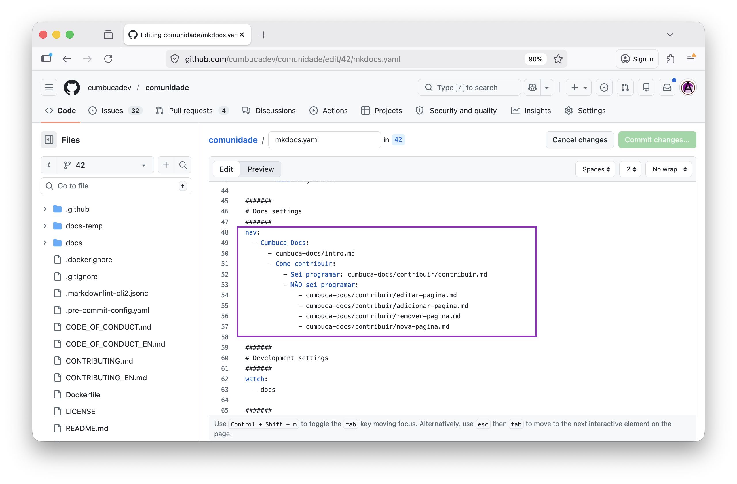 nav mkdocs